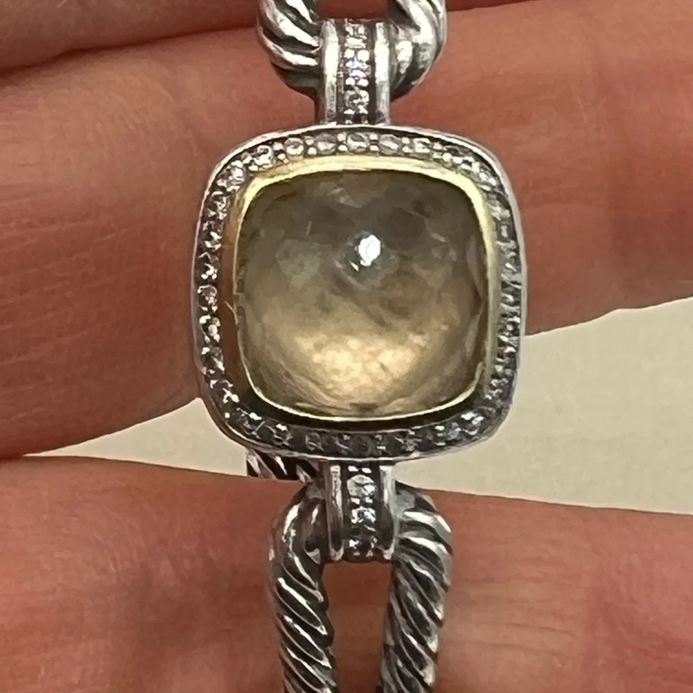 🔴Authentic DAVID YURMAN Albion Champagne Citrine & Diamonds Silver& 18k Bracelet - Picture 9 of 12